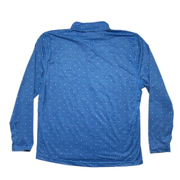 1764 Blue Arrow Print 1/2 Zip Long Sleeve Collared Shirt Size Large Mens Golf - Picture 2 of 7